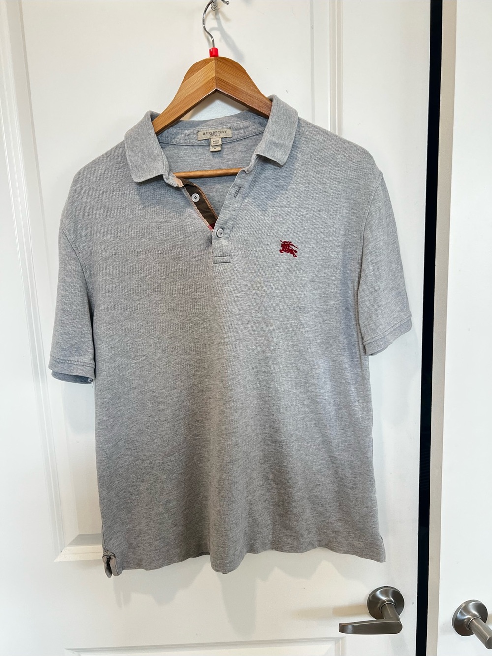 Burberry Brit Gray Polo with Burgundy Embroidered Logo